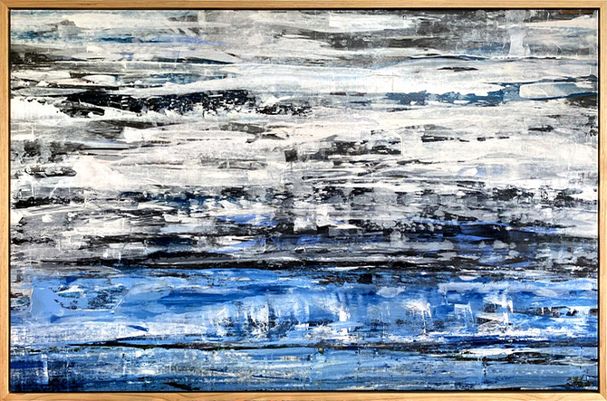 Rosemary Eagles nz abstract artist, acrylic on linen, lake crucible